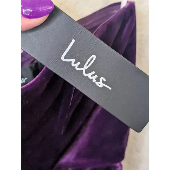 LULUS Glamorous Celebrations Purple Velvet Strapless Tulip Dress Womens Large - Picture 6 of 13
